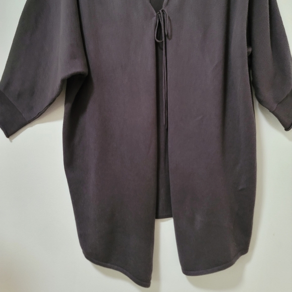 Tahari Charcoal Gray Gunther Dolman Sleeve Cotton Blend Cardigan Size Medium - Picture 5 of 15
